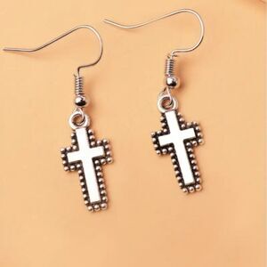 Silver cross earrings minimalist jewelry
